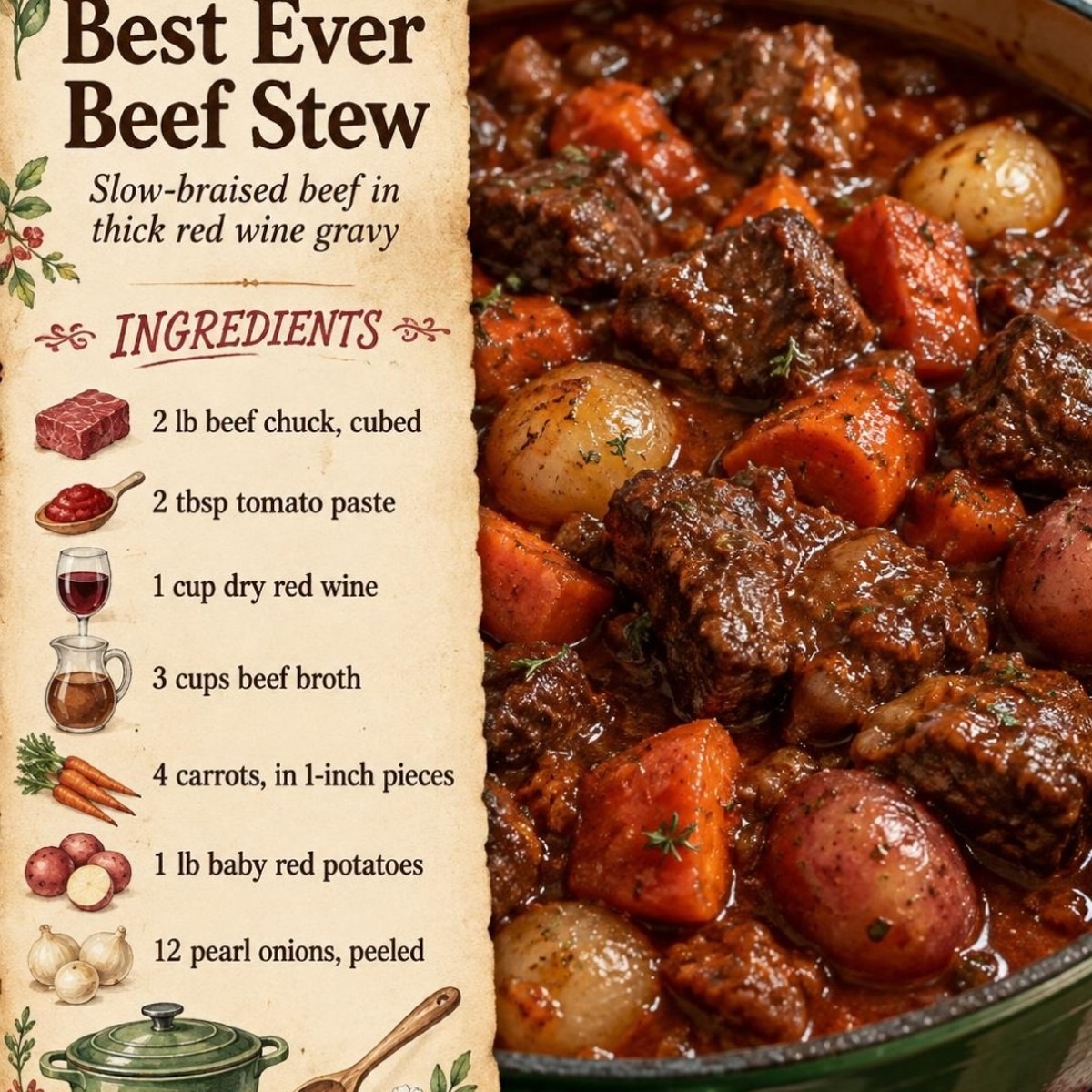 Beef Stew with Red Wine, Potatoes, and Pearl Onions