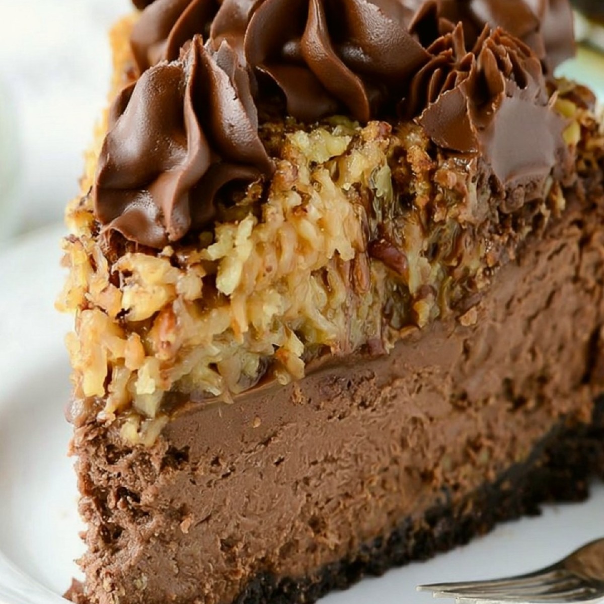 German Chocolate Cheesecake with Oreo Crust